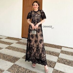 Elegant Black Lace Overlay Dress